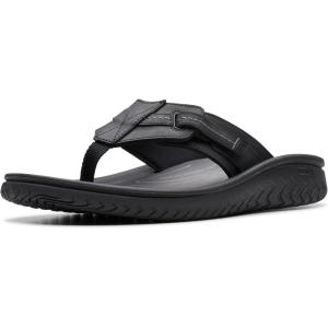 imageClarks Mens Wesley Sun Flip FlopBlack Leather