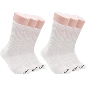 imageClarks Mens Sport Half Cushion Crew Socks 6 Pair White Mens 712 Shoe