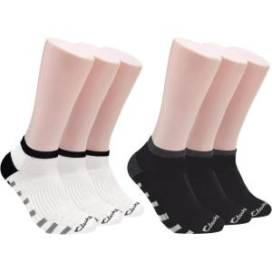 imageClarks Mens Sport Half Cushion Low Cut Socks 6 Pair WhiteBlack Mens 712 Shoe