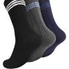 imageClarks Mens Casual Striped Crew Socks with Wide Rib 3 Pair NavyBlackCharcoal Mens 712 Shoe