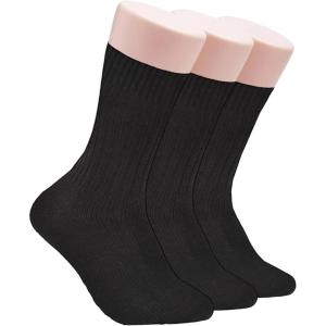 imageClarks Mens Casual Solid Crew Socks with Ribbed Welt 3 Pair Black Mens 712 Shoe