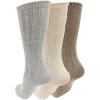 imageClarks Womens Wide Rib Crew Socks 3 Pair IvoryLt H GreyKhaki Womens 410 Shoe