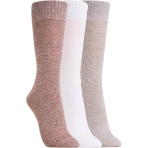imageClarks Womens Solid Marled Wide Top Crew Socks 3 Pair StoneIvoryLt Brown Womens 410 Shoe