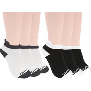 imageClarks Womens Half Cushion Low Cut Tab Socks 6 Pair WhiteBlack Womens 410 Shoe