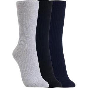 imageClarks Womens Ribbed Crew Socks 3 Pair NavyLt GreyDk Grey Womens 410 Shoe