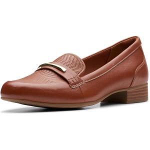 imageClarks Womens Block Heel LoafersCinnamon Leather