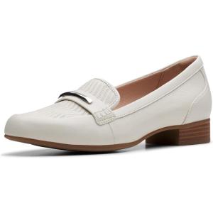 imageClarks Womens Block Heel LoafersOff White Leather