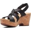 imageClarks Womens Giselle Beach Suede Wedge SandalsBlack Leather
