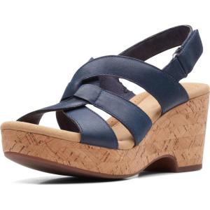 imageClarks Womens Giselle Beach Suede Wedge SandalsNavy Leather