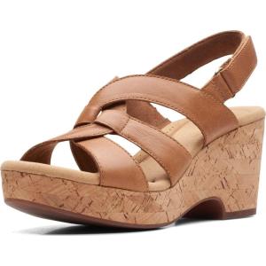 imageClarks Womens Giselle Beach Suede Wedge SandalsTan Leather