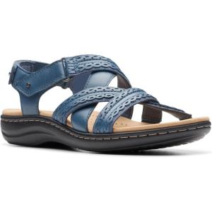 imageClarks Womens Laurieann Rena Leather Casual Strappy SandalsBlue Combi