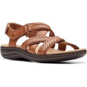 imageClarks Womens Laurieann Rena Leather Casual Strappy SandalsTan Combi