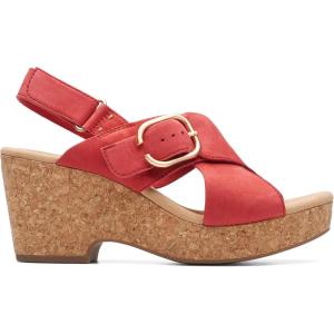 imageClarks Womens Giselle Cove Wedge SandalCherry Nubuck