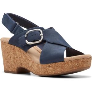 imageClarks Womens Giselle Cove Wedge SandalNavy Nubuck