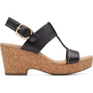 imageClarks Womens Giselle Style Wedge SandalBlack Leather