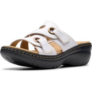 imageClarks Womens Merliah 2 Cove Heeled SandalWhite Leather