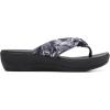 imageClarks Womens Arla Glison Flip FlopWhite Palms Textile Black Sole