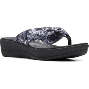 imageClarks Womens Arla Glison Flip FlopWhite Palms Textile Black Sole
