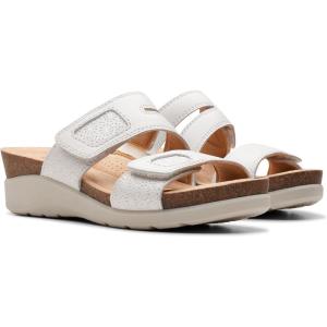 imageClarks Womens Calenne Maye Wedge SandalWhite Leather