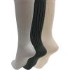 imageClarks Womens Wide Rib Roll Top Crew Socks 3 PairWhiteIvoryOlive Womens 410 Shoe