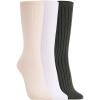 imageClarks Womens Wide Rib Roll Top Crew Socks 3 PairWhiteIvoryOlive Womens 410 Shoe
