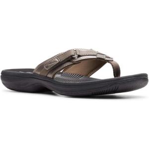 imageClarks Womens Breeze Sea FlipFlopPewter SyntheticBlack Sole