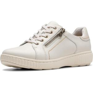 imageClarks Womens Caroline Janna Leather Side Zip Fashion SneakerWhite Leather