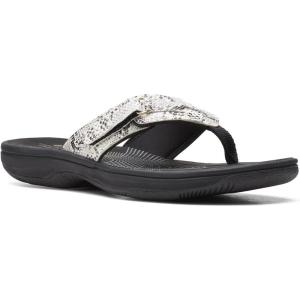 imageClarks Womens Breeze Sea FlipFlopBlackWhite Snake Synthetic