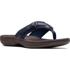 imageClarks Womens Breeze Sea FlipFlopNavy SyntheticBrown Sole