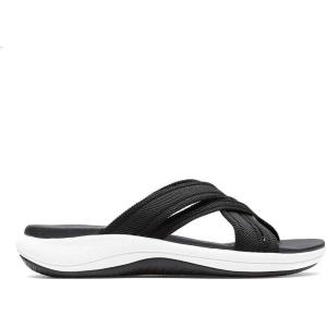 imageClarks Womens Roseville Bay Flat SandalsBlack Textile