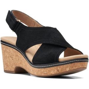 image:imageClarks womens WedgeWedge SandalBlack Leather